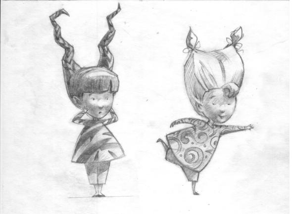 Fearfully cautious Driz and bubbling blissful Siz. Seven year old sisters adventuring around corners and across playgrounds.