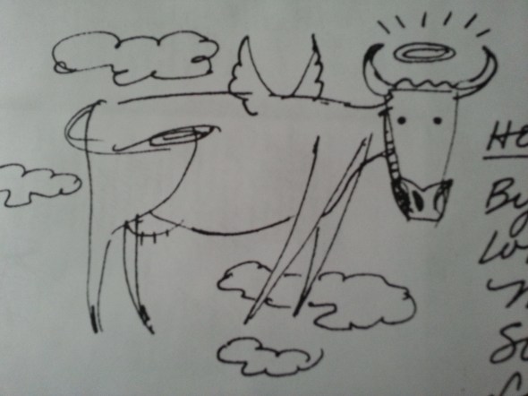 I jotted this sketch in my journal as I recorded the day I sold four paintings and found out I didn't have cancer anymore.