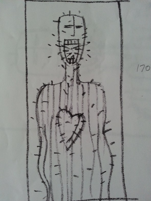 The sketch in my journal for the painting, "Missing The Heart of the Conversation".