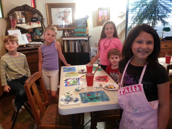 I invited 16 children over to paint two days before Halloween.