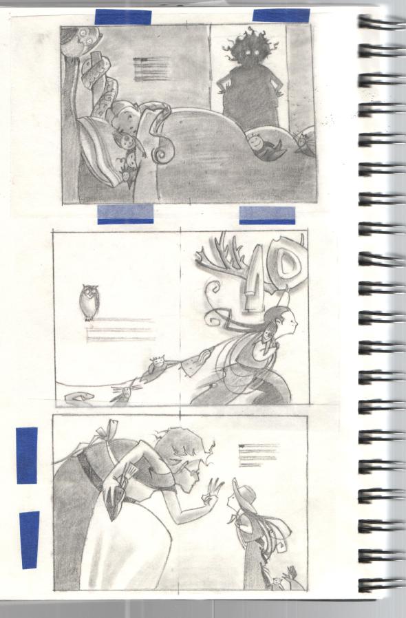 Storyboard sketches for Nightmare